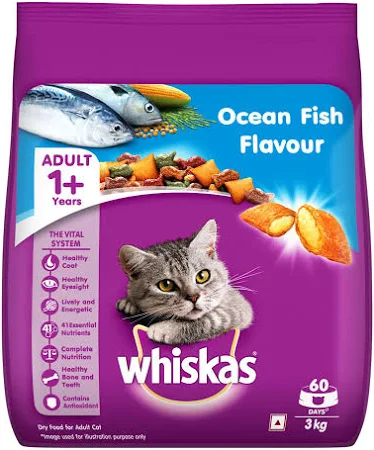 Whiskas Adult Dry Cat Food, Ocean Fish Flavour, 3 kg